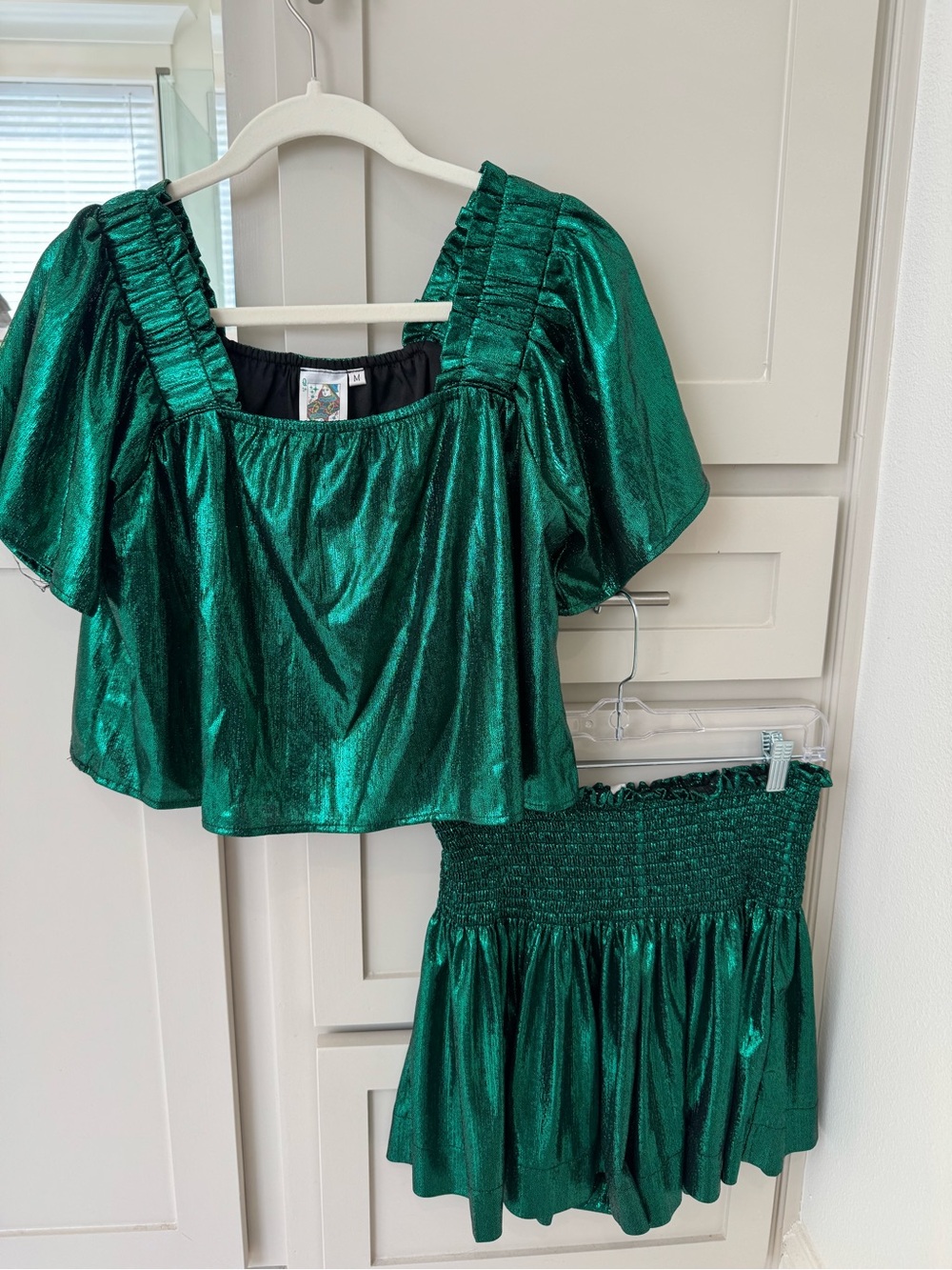 Queen of sparkles Shimmery Emerald Green Two-Piece Set
